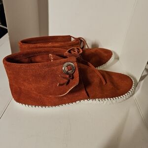 Men's Taos Leather Moccasins Rust w/ Concho 2068M Size 12